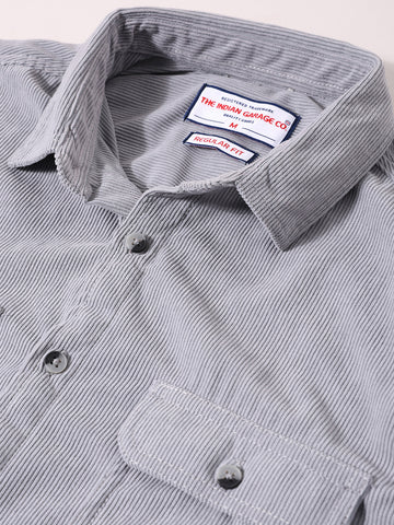 Men's Grey Regular Fit Solid Casual Shirt