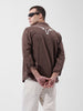 Men's Brown Regular Fit Embroided Street Shirt