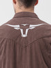 Men's Brown Regular Fit Embroided Street Shirt