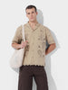 Men's Beige Relaxed Fit Solid  Resort Wear Shirt