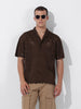 Men's Brown Relaxed Fit Solid  Resort Wear Shirt