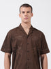 Men's Brown Relaxed Fit Solid  Resort Wear Shirt