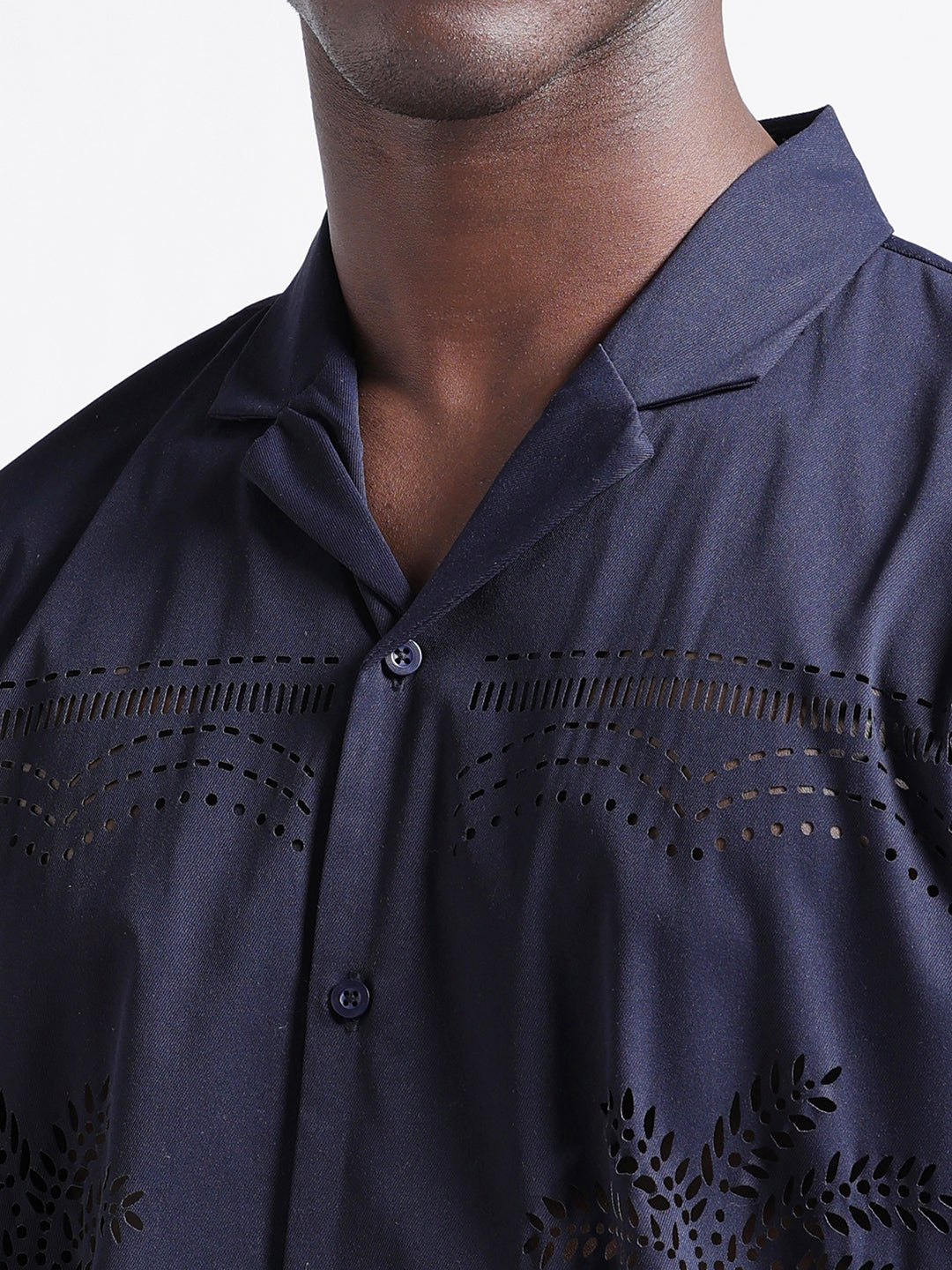 Men's Blue Relaxed Fit Solid  Resort Wear Shirt