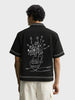 Men's Black Relaxed Fit Embroided Resort Wear Shirt