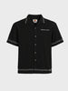 Men's Black Relaxed Fit Embroided Resort Wear Shirt