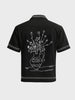 Men's Black Relaxed Fit Embroided Resort Wear Shirt