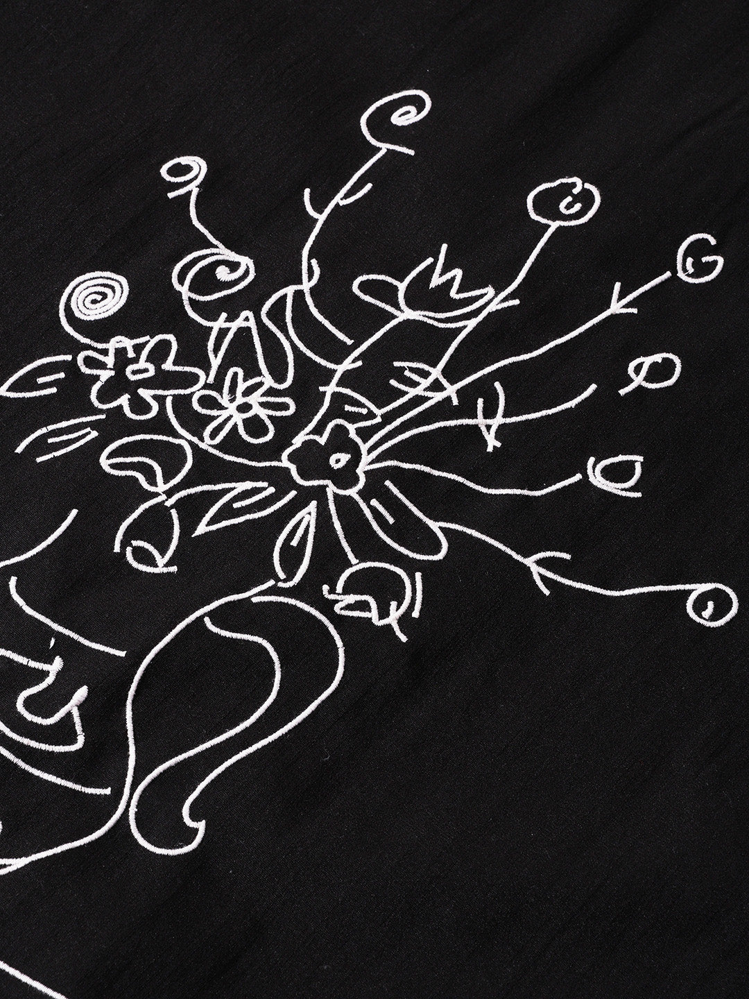 Men's Black Relaxed Fit Embroided Resort Wear Shirt