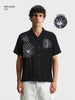 Men's Black Relaxed Fit Embroided Resort Wear Shirt