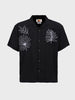 Men's Black Relaxed Fit Embroided Resort Wear Shirt