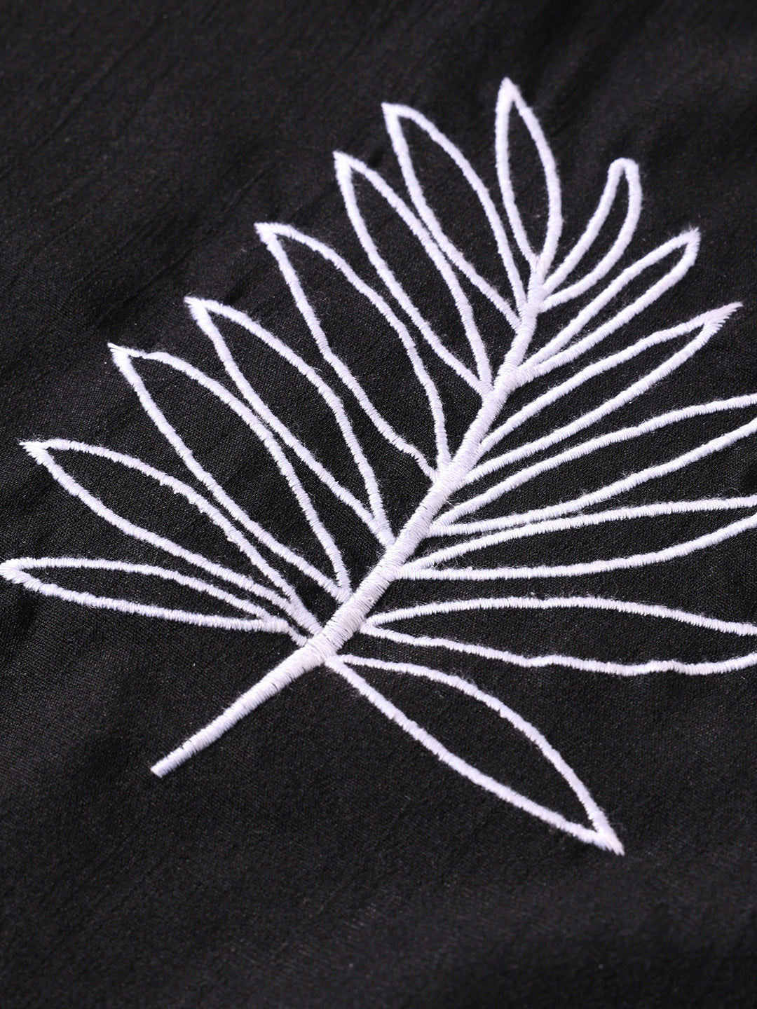 Men's Black Relaxed Fit Embroided Resort Wear Shirt