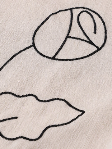 Men's Cream Relaxed Fit Embroided Resort Wear Shirt