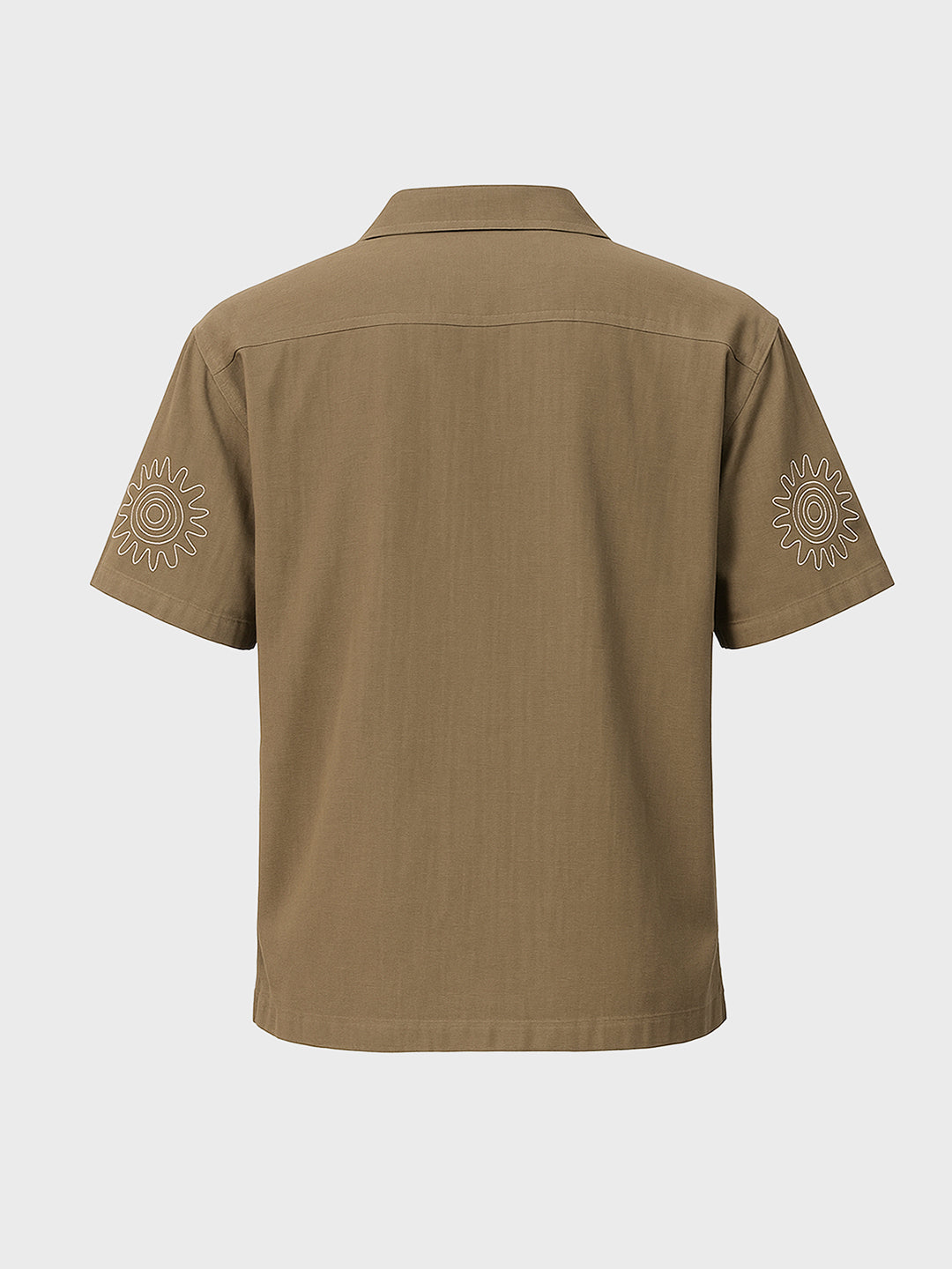 Men's Olive Relaxed Fit Embroided Resort Wear Shirt