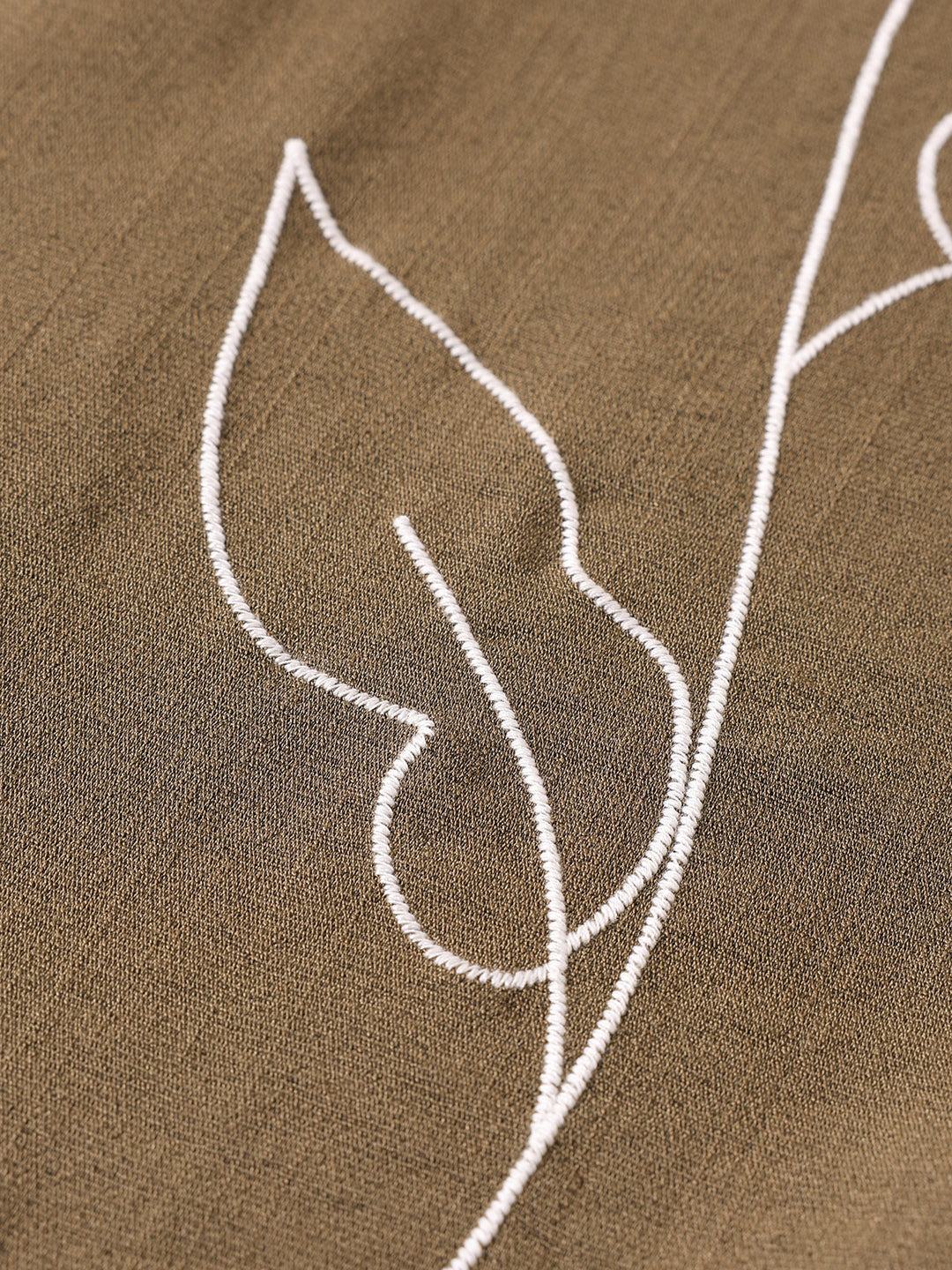 Men's Olive Relaxed Fit Embroided Resort Wear Shirt