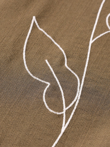 Men's Olive Relaxed Fit Embroided Resort Wear Shirt