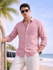 Men's Pink Slim Fit Striped Casual Shirt