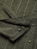 Men's Olive Slim Fit Striped Casual Shirt