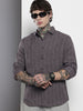 Men's Grey Slim Fit Striped Casual Shirt