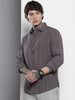 Men's Grey Slim Fit Striped Casual Shirt