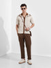 Men's Cream Oversized Fit Textured Flat Knit Shirt