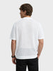 Men's White Oversized Fit Flat Knit Textured Shirt
