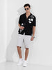 Men's Black Oversized Fit Flat Knit Textured Shirt