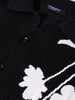 Men's Black Oversized Fit Flat Knit Textured Shirt