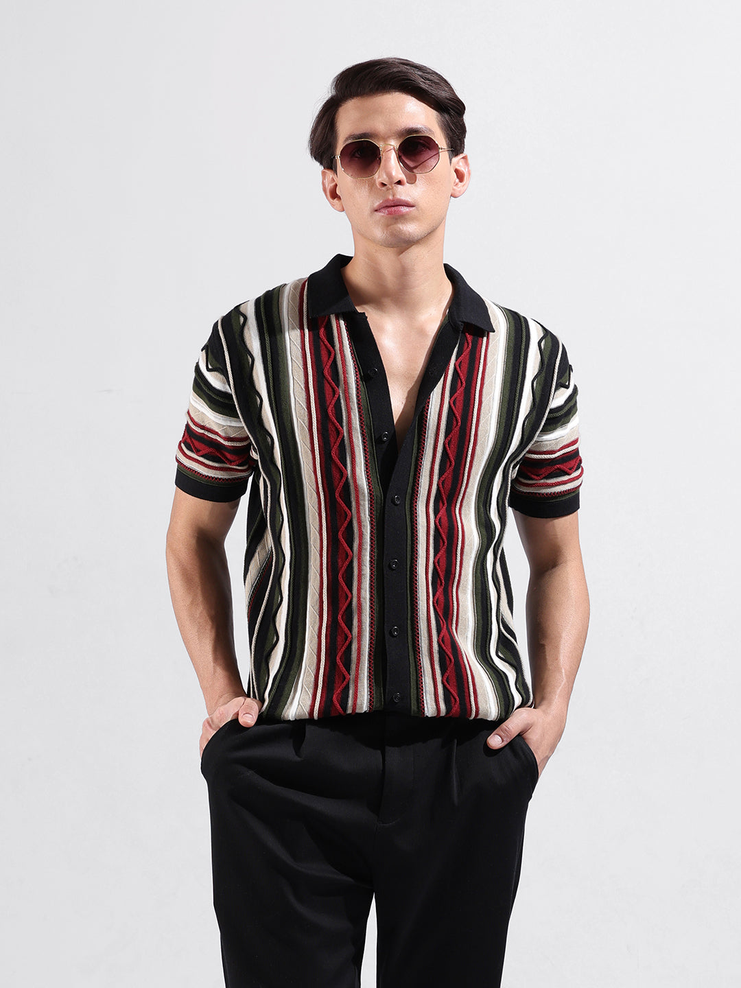 Men's Falt Knit Slim Fit Half Sleeve Shirt