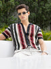Men's Black Slim Fit Textured Flat Knit Shirt