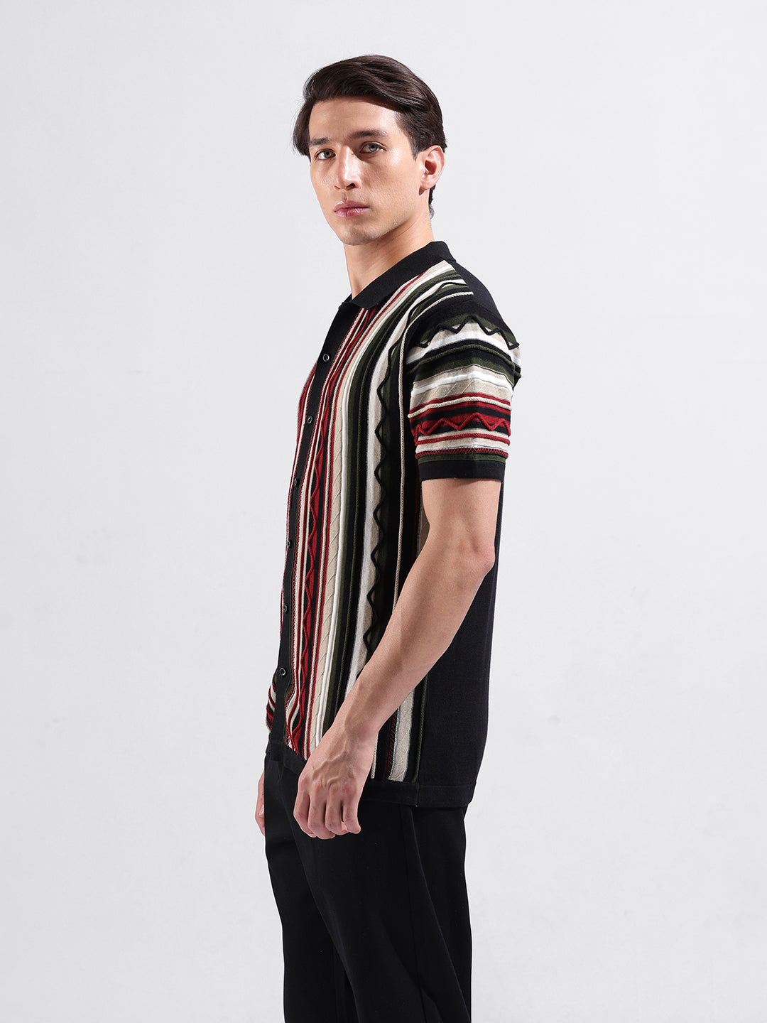 Men's Falt Knit Slim Fit Half Sleeve Shirt