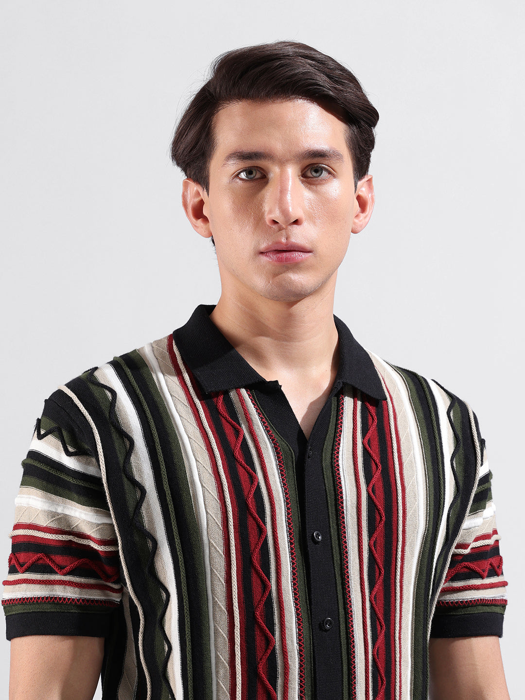 Men's Falt Knit Slim Fit Half Sleeve Shirt