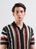 Men's Black Slim Fit Textured Flat Knit Shirt