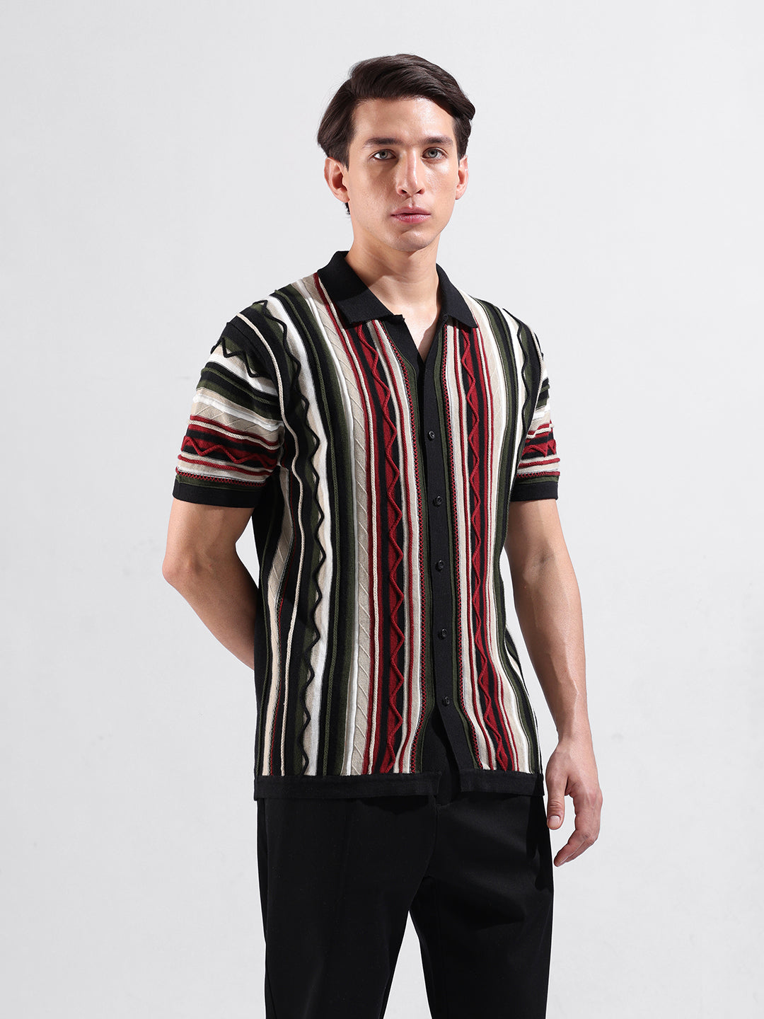 Men's Falt Knit Slim Fit Half Sleeve Shirt