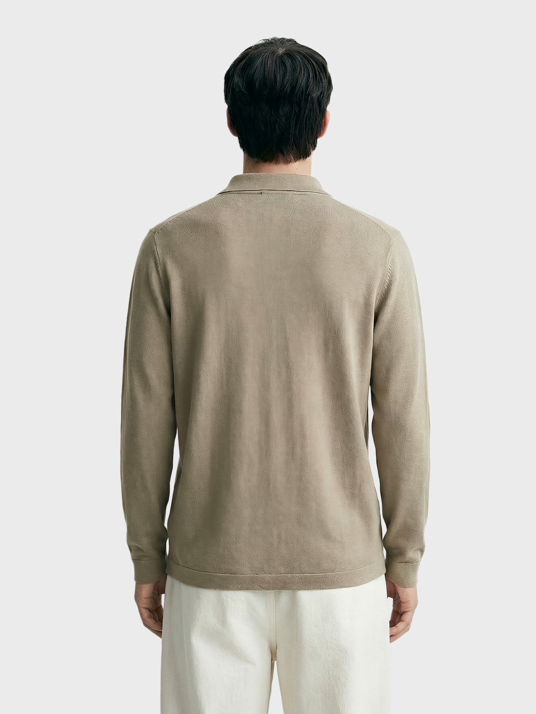Men's Khaki Slim Fit Flat Knit Textured Shirt
