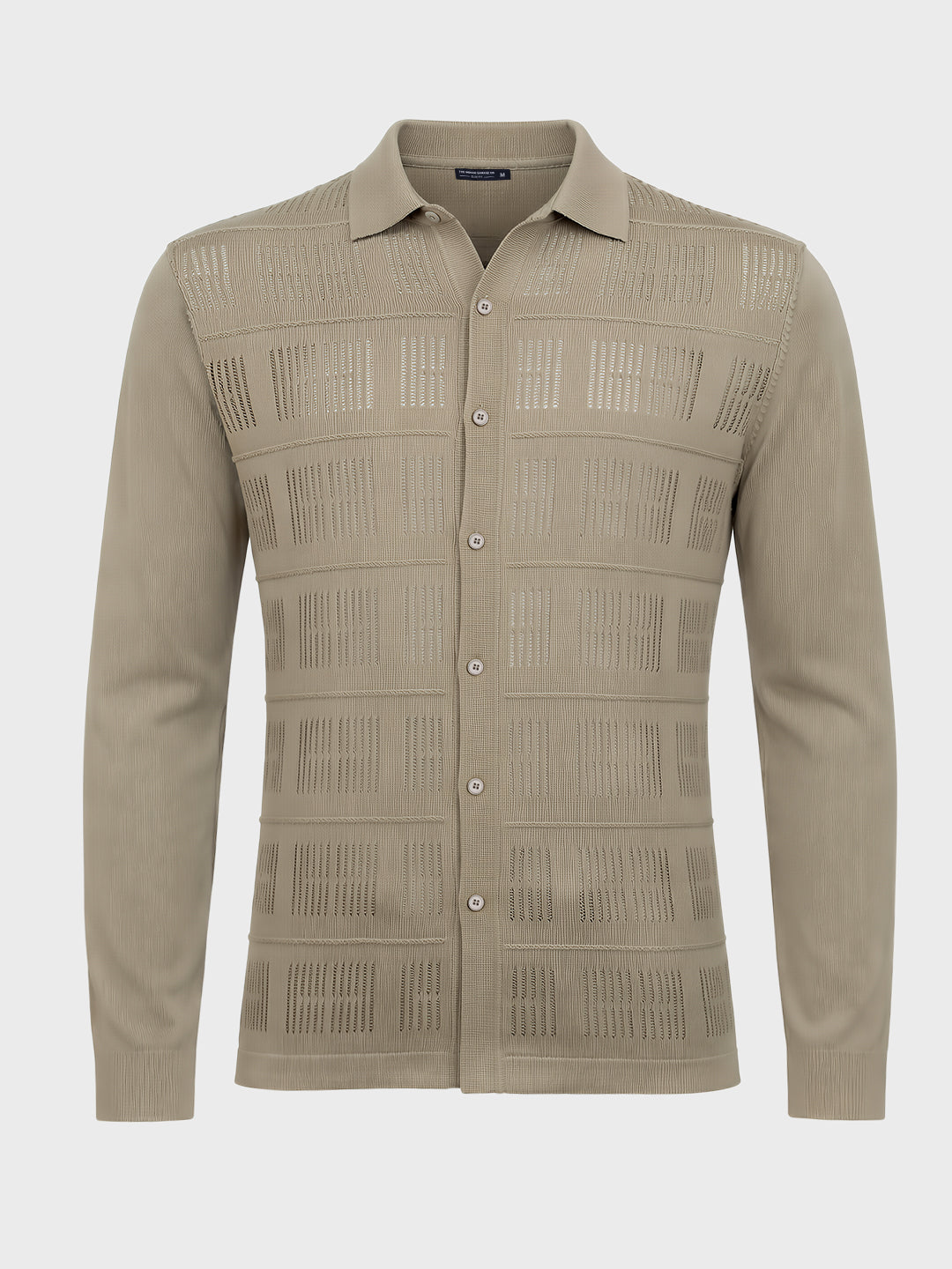 Men's Khaki Slim Fit Flat Knit Textured Shirt