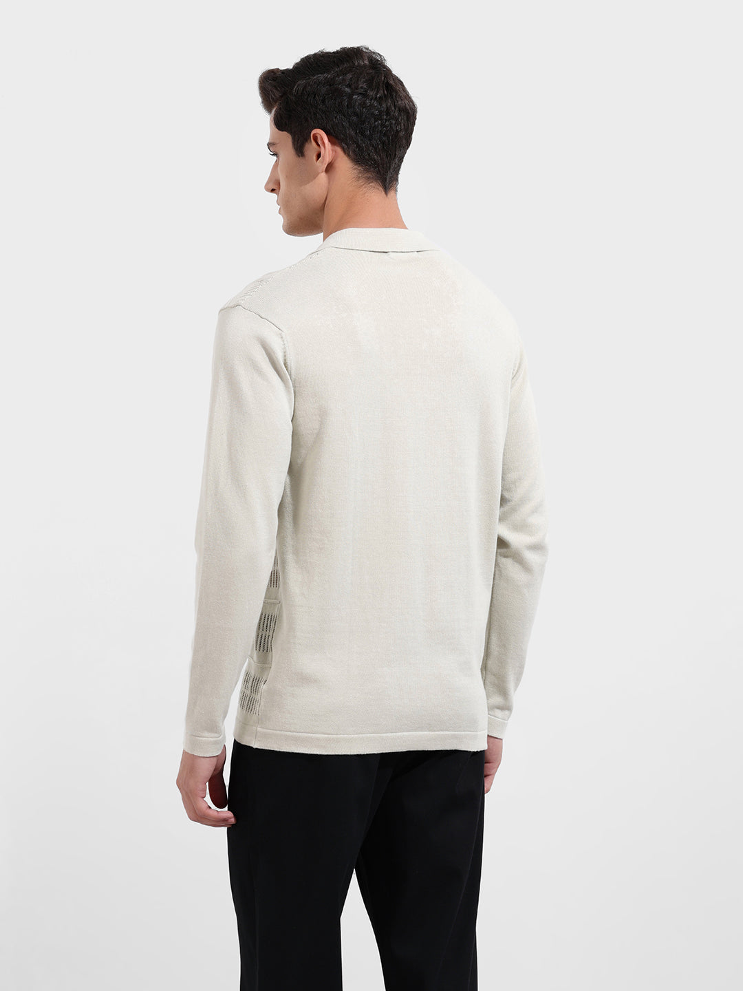 Men's Green Slim Fit Flat Knit Textured Shirt