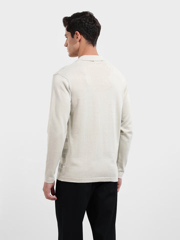 Men's Green Slim Fit Flat Knit Textured Shirt
