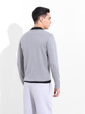 Men's Black Slim Fit Textured Flat Knit Shirt