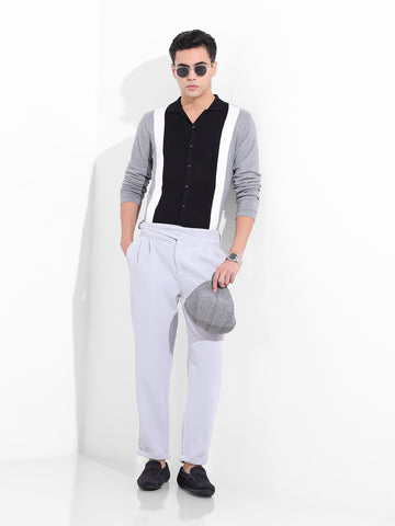 Men's Black Slim Fit Textured Flat Knit Shirt