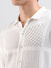 Men's White Slim Fit Textured Flat Knit Shirt