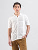 Men's White Slim Fit Textured Flat Knit Shirt