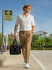 Men's White Slim Fit Textured Flat Knit Shirt