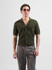 Men's Green Slim Fit Textured Flat Knit Shirt