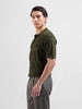 Men's Green Slim Fit Textured Flat Knit Shirt