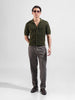 Men's Green Slim Fit Textured Flat Knit Shirt