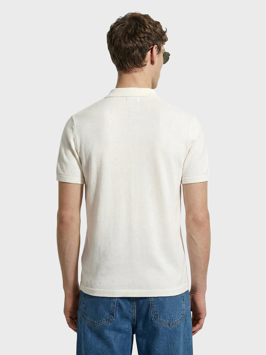 Men's White Slim Fit Solid Flat Knit Shirt