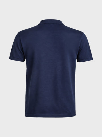 Men's Navy Blue Slim Fit Solid Flat Knit Shirt