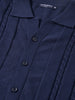 Men's Navy Blue Slim Fit Solid Flat Knit Shirt