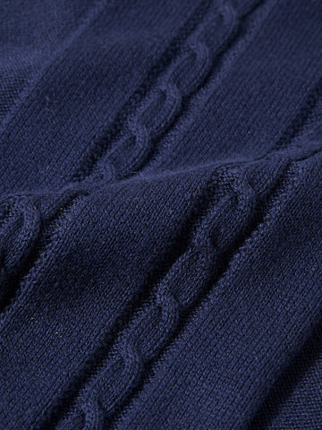 Men's Navy Blue Slim Fit Solid Flat Knit Shirt