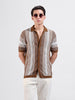 Men's Brown Slim Fit Textured Flat Knit Shirt