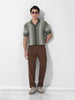 Men's Green Slim Fit Textured Flat Knit Shirt
